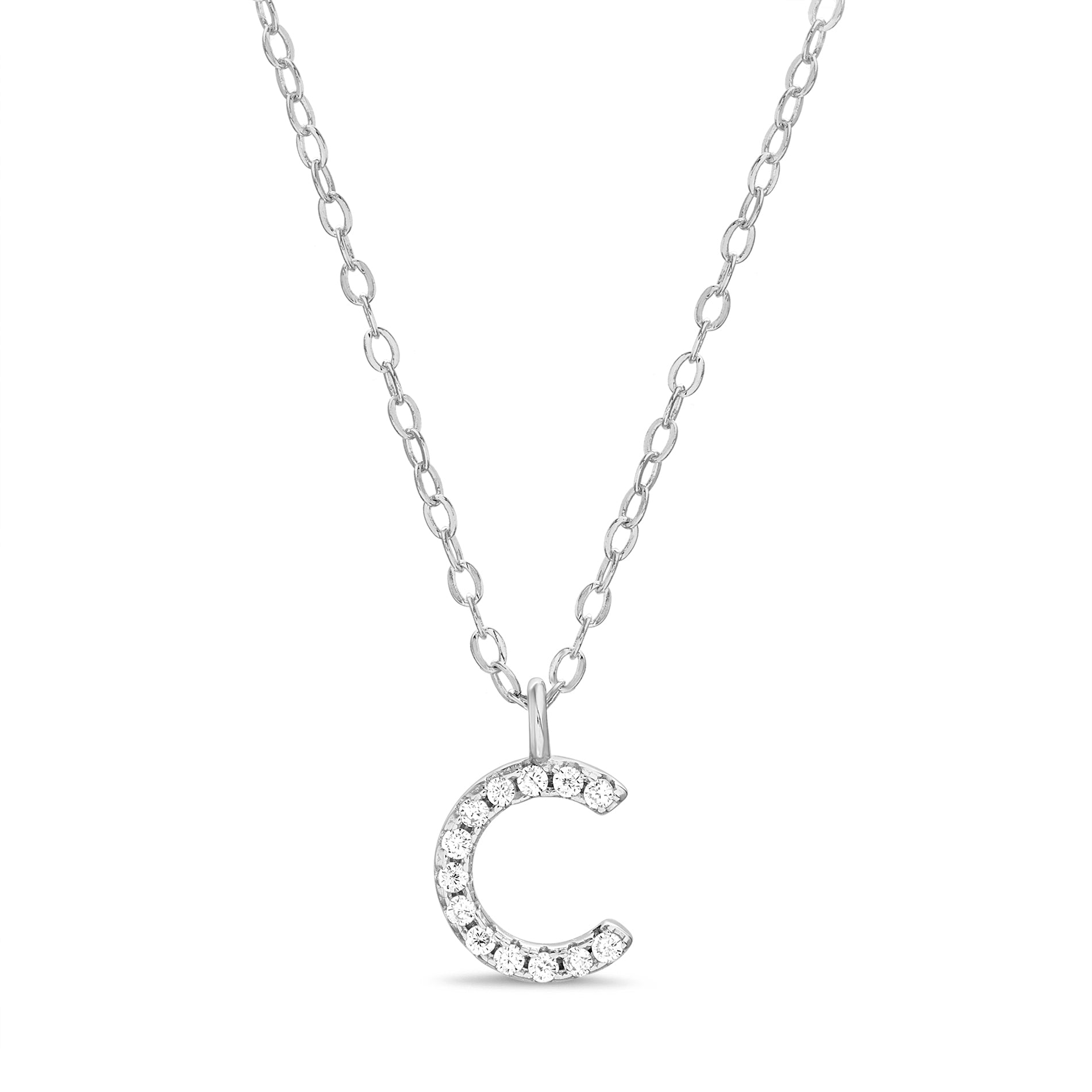Silver Sparkle Initial Necklace